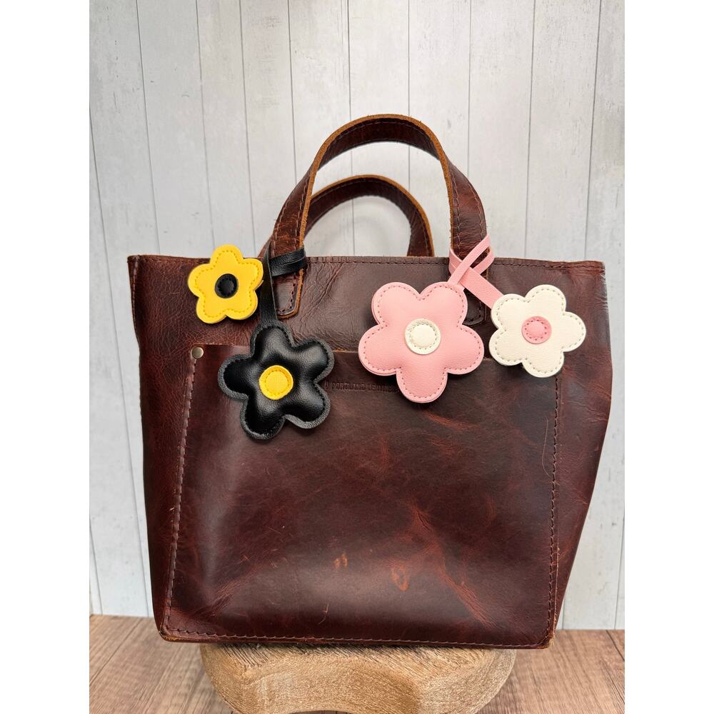Flower Bag Charm Bundle Spring Purse Charms Set of 2 NEW Pink Yellow Black